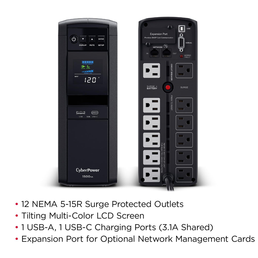 CyberPower CP1500PFCLCD PFC Sinewave UPS Battery Backup and Surge Protector