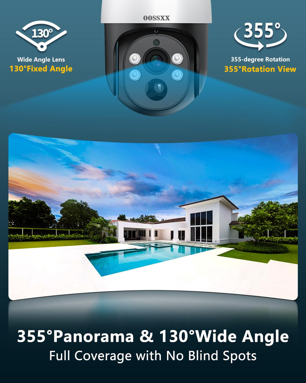 4K 8MP PoE PTZ Wired Security Camera System, Outdoor/Indoor