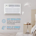 Keystone 8,000 BTU Wall Mounted Air Conditioner with Supplemental Heat and Dehumidifier Function, 115V, Wall AC for Small-Medium Sized Rooms up to 350 Sq.Ft. with Remote, Quiet, High Efficiency AC