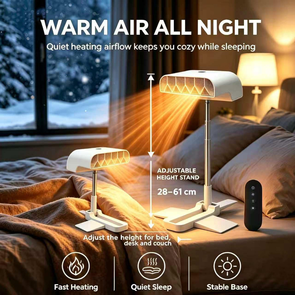 Midnight Bed Heating Cooling System, 2-in-1 Bed Fan Under Sheets