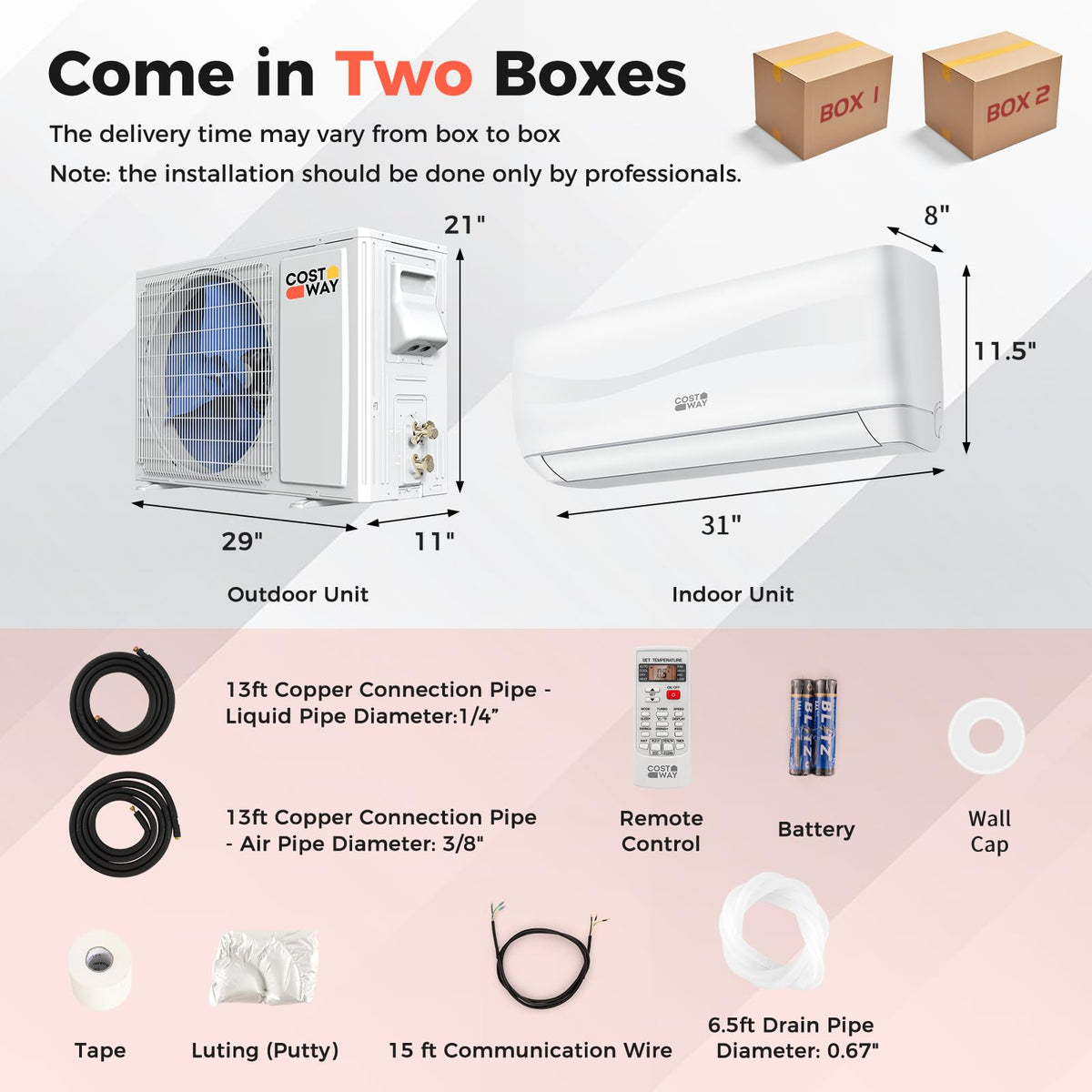 COSTWAY 12000BTU Mini Split Air Conditioner& Heater