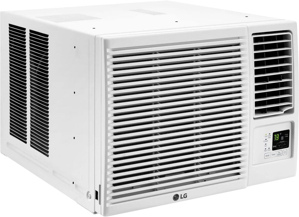 LG 7,600 BTU Window Air Conditioner with Heat, 115V, Cools 330 Sq.Ft. for Bedroom, Living Room, Apartment, with Remote, 2 Speeds, Slide In-Out Chassis, 24-hour Timer, White