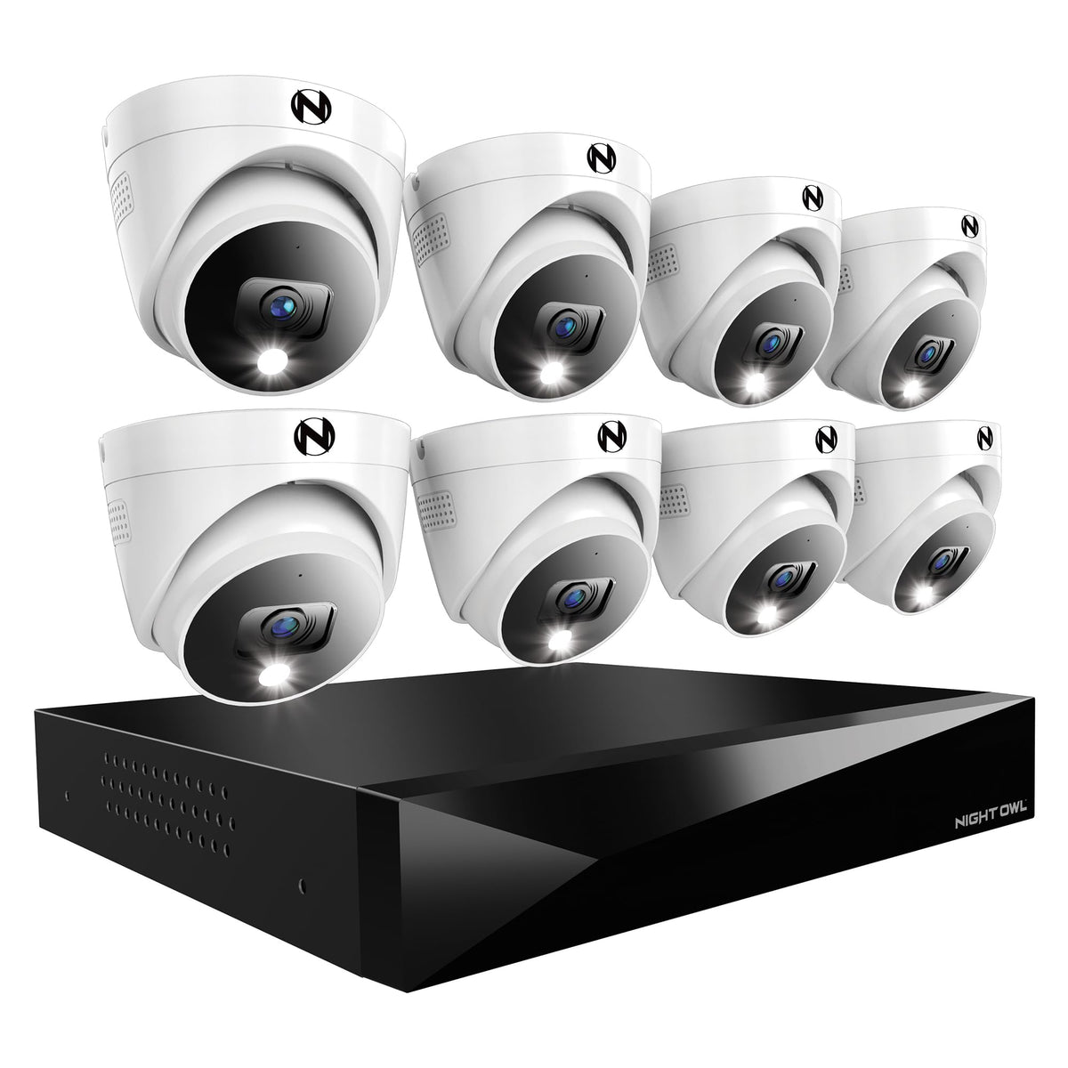 Night Owl 12-Ch Wired DVR System, 4 2K Cams, 2TB HDD, 2-Way Audio