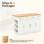 Dripex 53'' Rolling Kitchen Island with Power Outlet, Drop Leaf & Trash Can