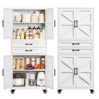 Metal Pantry Storage Cabinets with Doors and Shelves,75" Tall White