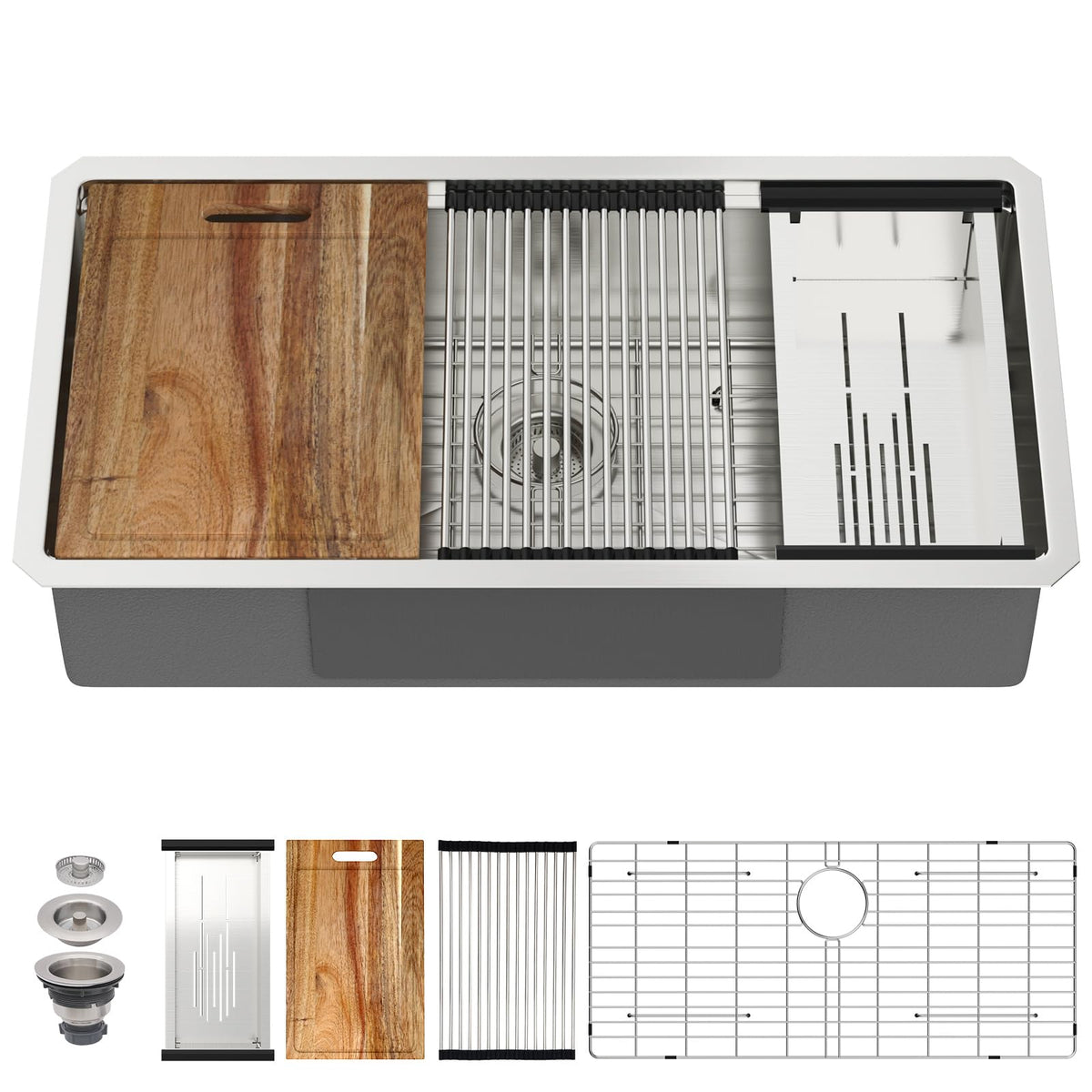 30 Inch Undermount Kitchen Sink Workstation Stainless Steel