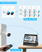 5MP Wireless WiFi Outdoor Security Camera System with Monitor, 64GB