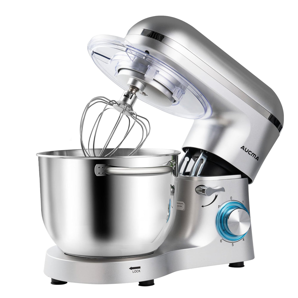 Aucma Stand Mixer,8QT 900W Tilt-Head Food Mixer, Kitchen Electric Mixer with Dough Hook, Wire Whip & Beater (Gray, 8QT)
