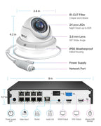 ZOSI 8CH 4K PoE Security Camera System with 2TB HDD, 4X 5MP Dome Cameras