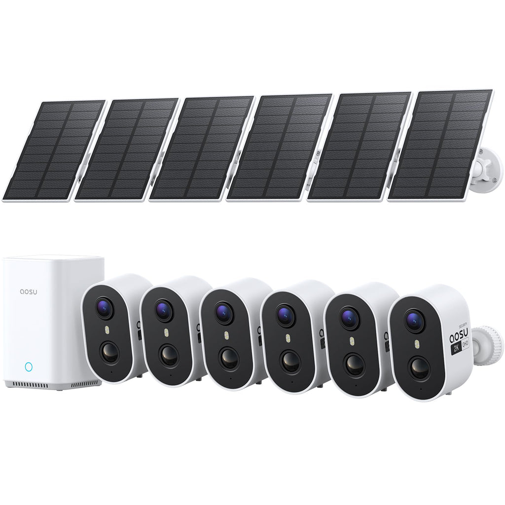 aosu 2K Solar Security Cameras Wireless Outdoor System, 4-Cam-Kit
