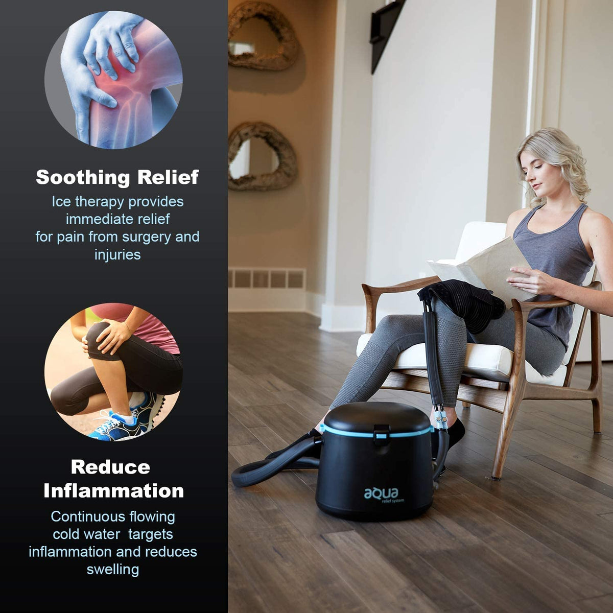 Cold Water Therapy and Hot Water Therapy System - Circulating Personal Heat/Cooling Device by Aqua Relief (ARS w/Back Pad)