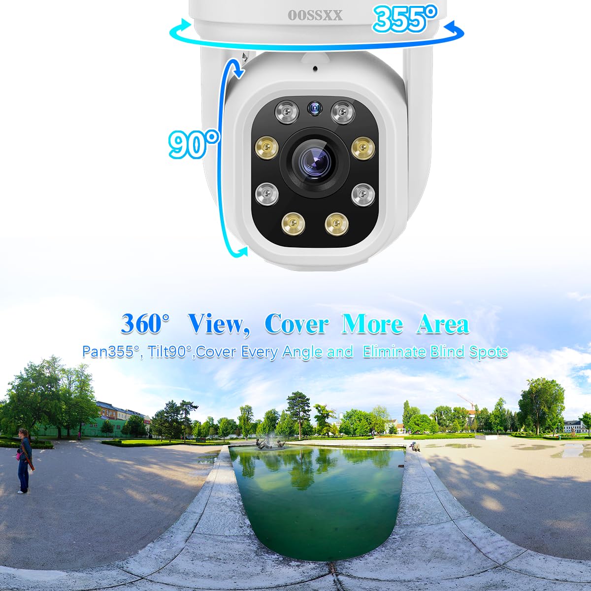 5MP PT Wireless Security Camera System 4Pcs Outdoor Cameras 2TB HDD