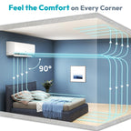 Mini Split AC/Heating System - 19 SEER2 9000 BTU Mini Split AC Unit Inverter Heating and Cooling, 115v Energy Efficient Ductless Air Conditioner Up to 550sq.ft, 24H Timer, Installation Kit