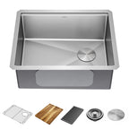 DELTA FAUCET 95A932-33S-SS Lorelai Workstation Kitchen Sink Drop-in Top Mount Stainless Steel Single Bowl with WorkFlow Ledge and Chef’s Kit of 5 Accessories