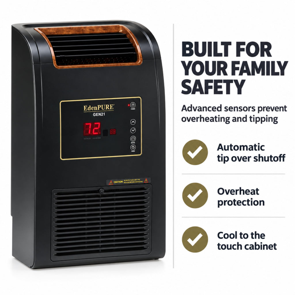EdenPURE GEN21 Infrared Heater Wall Hugger w/Bladeless Cooling Fan, 1500W