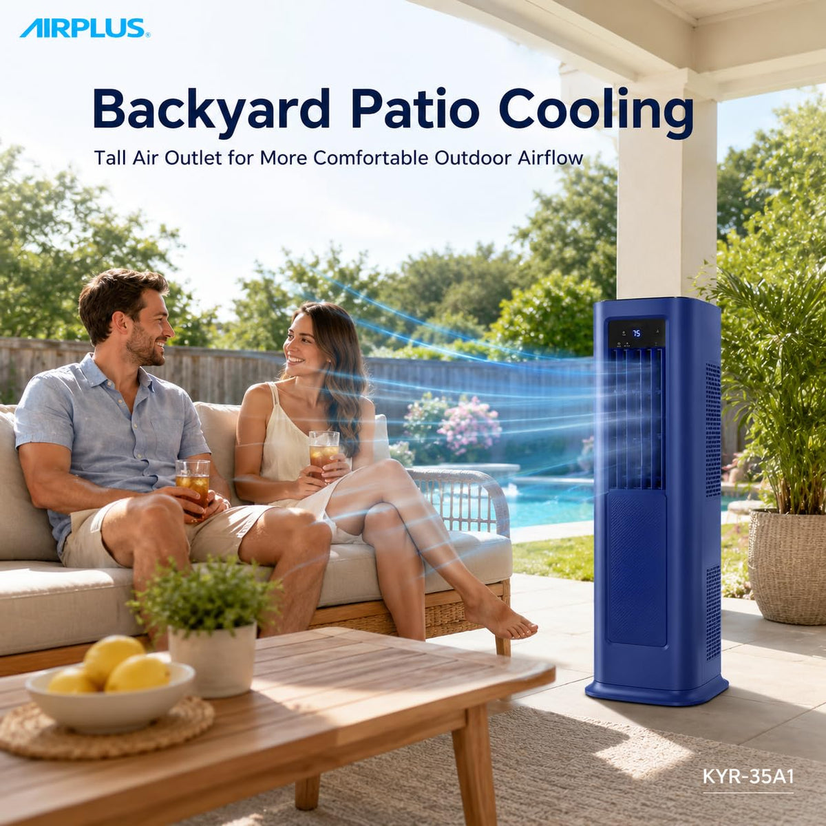 AIRPLUS Smart Portable Air Conditioner, 12,000 BTU Cooling/Heating Air Conditioner for Bedroom with Drainage-free Cooling, Dehumidifier, Fan, 24h Timer for 700 Sq Ft Rooms, Blue