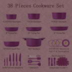 CAROTE 38pcs Pots and Pans Set with Knife, Detachable Handle Cookware
