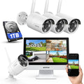 ANNKE 5MP Wireless Security Camera System, 12" Monitor, 4 Cameras, 1TB HDD