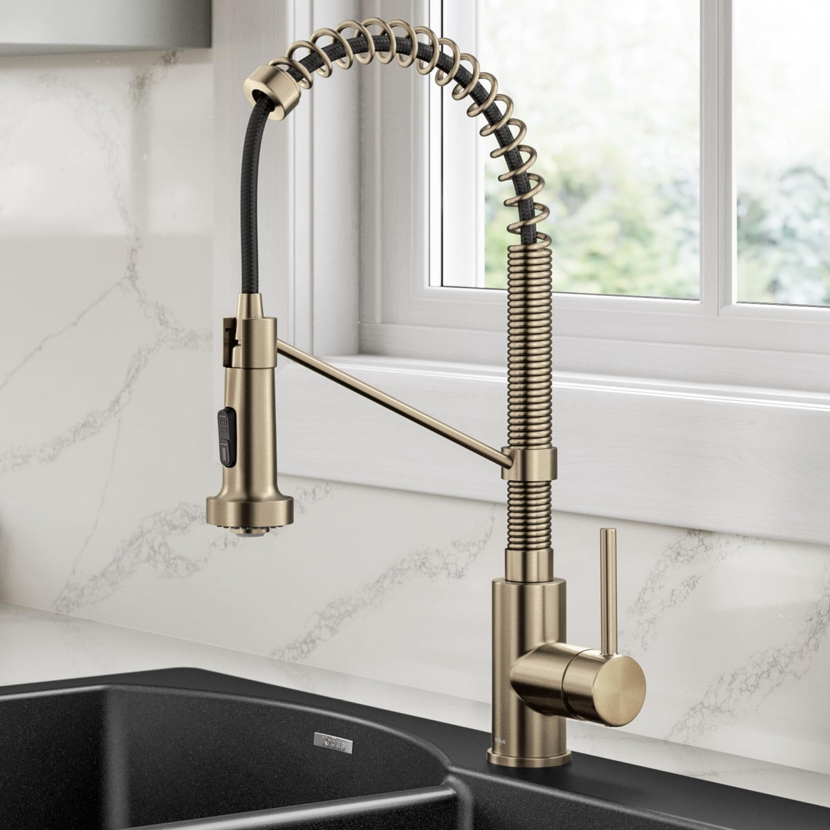 KRAUS Champagne Bronze Pull Down Kitchen Faucet KPF-1610SFACB