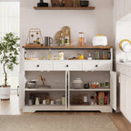 51" Farmhouse Buffet Sideboard Cabinet with Storage, White Kitchen Storage