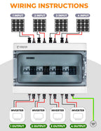 Solar Disconnect Switch with SPD Surge Protector 1000V DC 30A Solar PV Combiner Box Power Distribution Box for Solar Panels 2 in 2 Out (30A, HT18 4string)