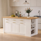 homary 72" White Kitchen Island with Storage Large Kitchen Cabinet with Drawers & Sintered Stone Top Island Table for Dining Room