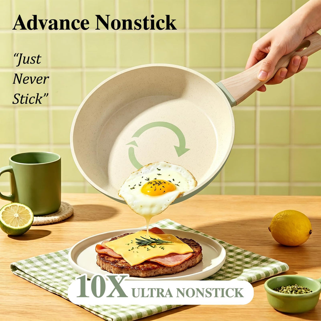 Pots and Pans Set Nonstick, Umite Chef 31-Piece Induction Cookware & Bakeware Set with Frying Pans, Saucepan, Grill Pan, Baking Sheet & Utensils, PFOA-Free Kitchen Starter Set (Sage Green)
