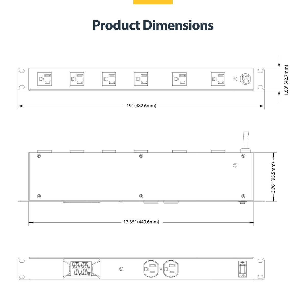 StarTech 8-Outlet 1U Metered PDU, Surge, TAA (8NM8-RACK-MOUNT-PDU)