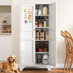 Metal Pantry Storage Cabinets with Doors and Shelves,75" Tall White