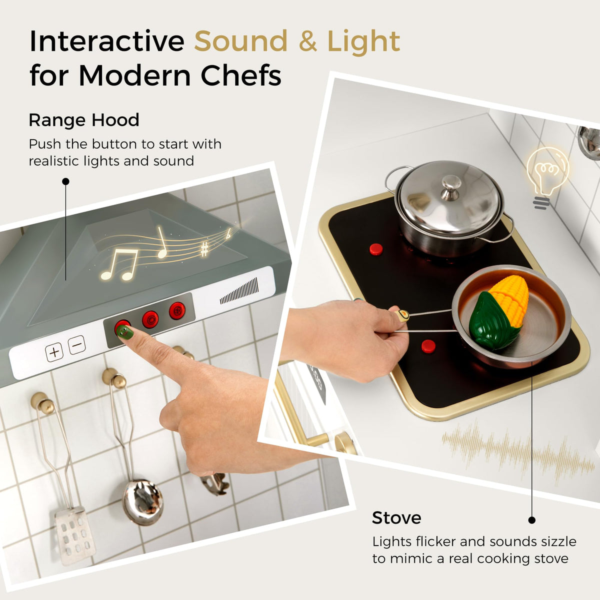 Interactive Wooden Play Kitchen for Kids