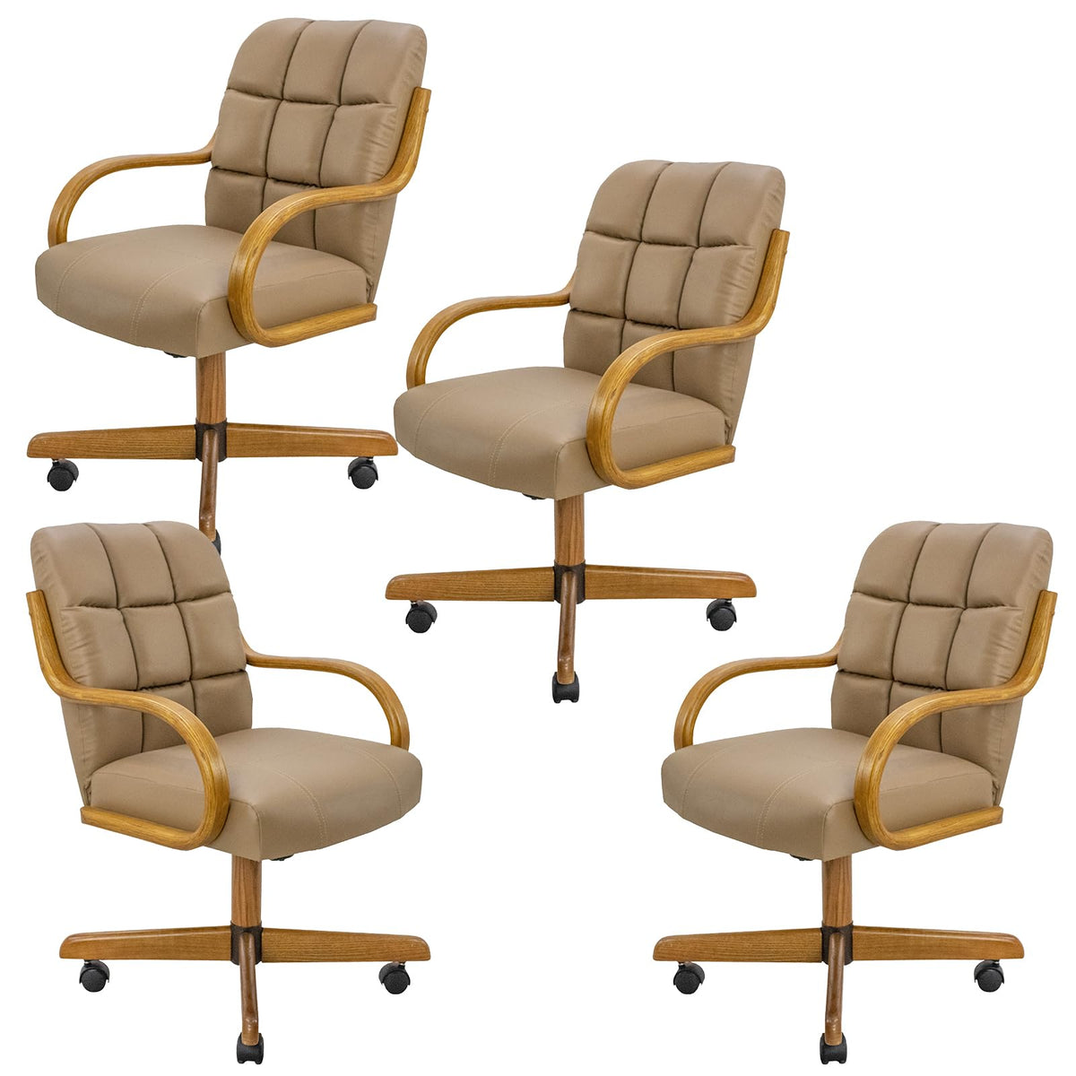 D9520 6pc Swivel Tilt Kitchen Dining Chair - Taupe-Chestnut
