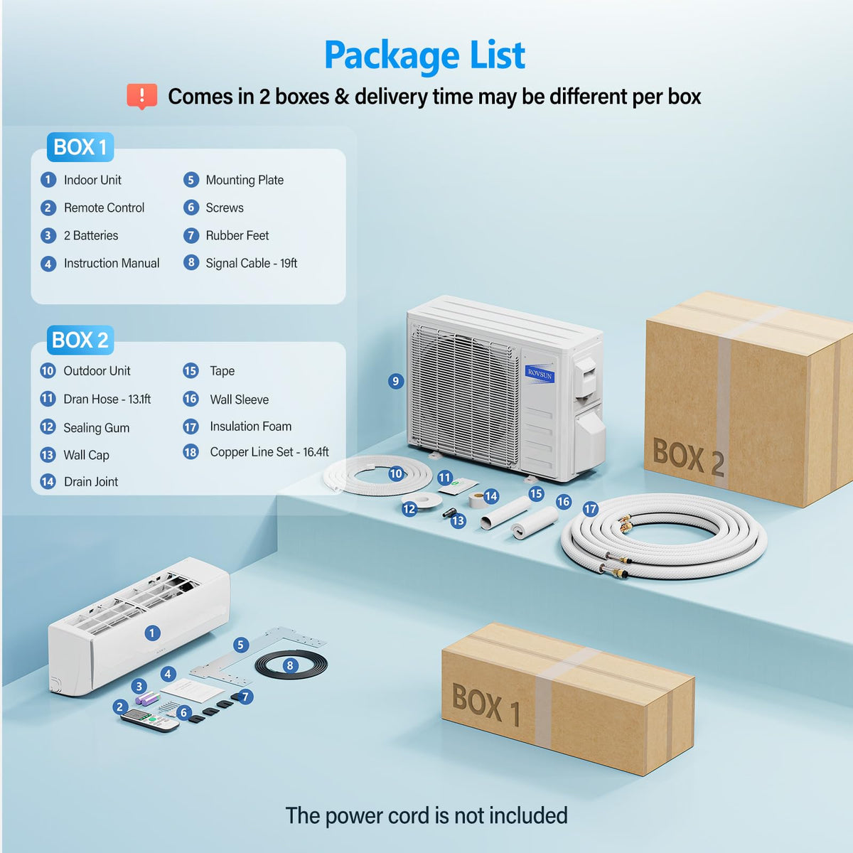 ROVSUN 11500 BTU Mini Split AC/Heating System, 17 SEER2 Inverter Heat Pump