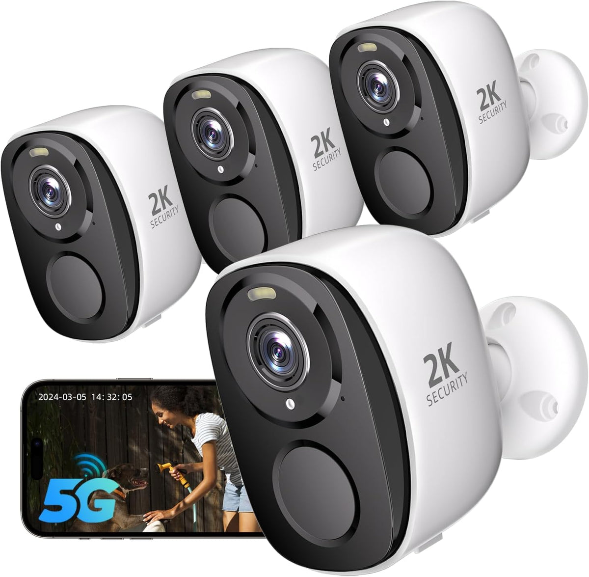 Rraycom 5G/2.4G Security Cameras Wireless Outdoor,4Pack Cameras System