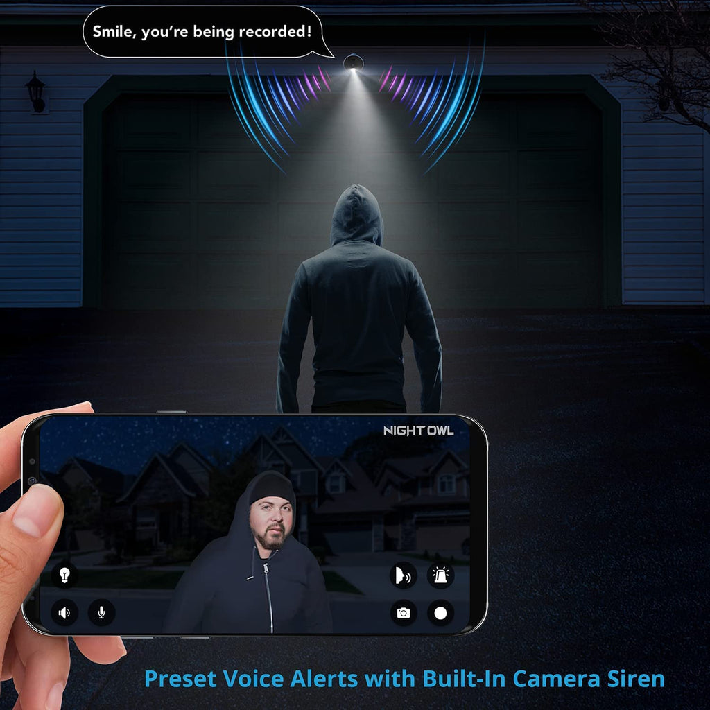 Night Owl 8-Ch Wired DVR System, 4 4K Cams, 1TB HDD, Siren