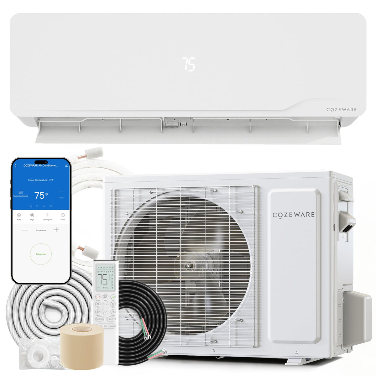 12000 BTU Mini Split AC/Heating System 115V 20 SEER2 Ductless