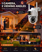 Camcamp Dual-Lens Home Security Cameras System Wireless Outdoor, 4 Cam Kits