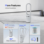 3 IN 1 Tower Fan, 31.5Inch Cooling & Heating Bladeless Fan with HEPA Filter 99.97%, Heater Fan Floor Fan Combo 80° Oscillating with Remote, 8H Timer for Indoor, Bedroom, Home Office Room