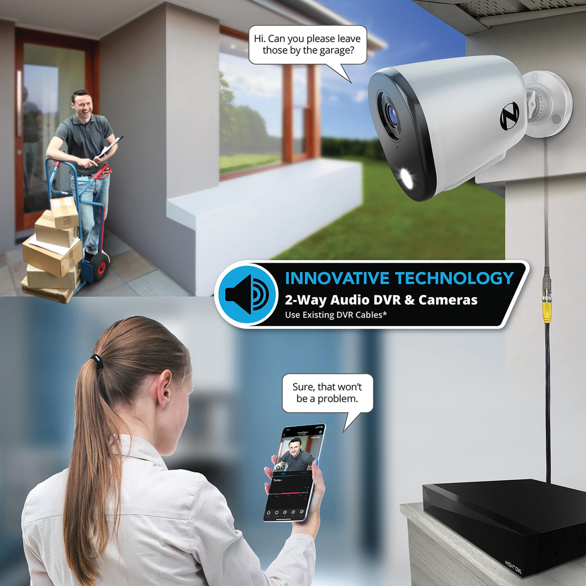 Night Owl 12-Ch Wired DVR System, 8 4K Cams, 2TB HDD, 2-Way Audio