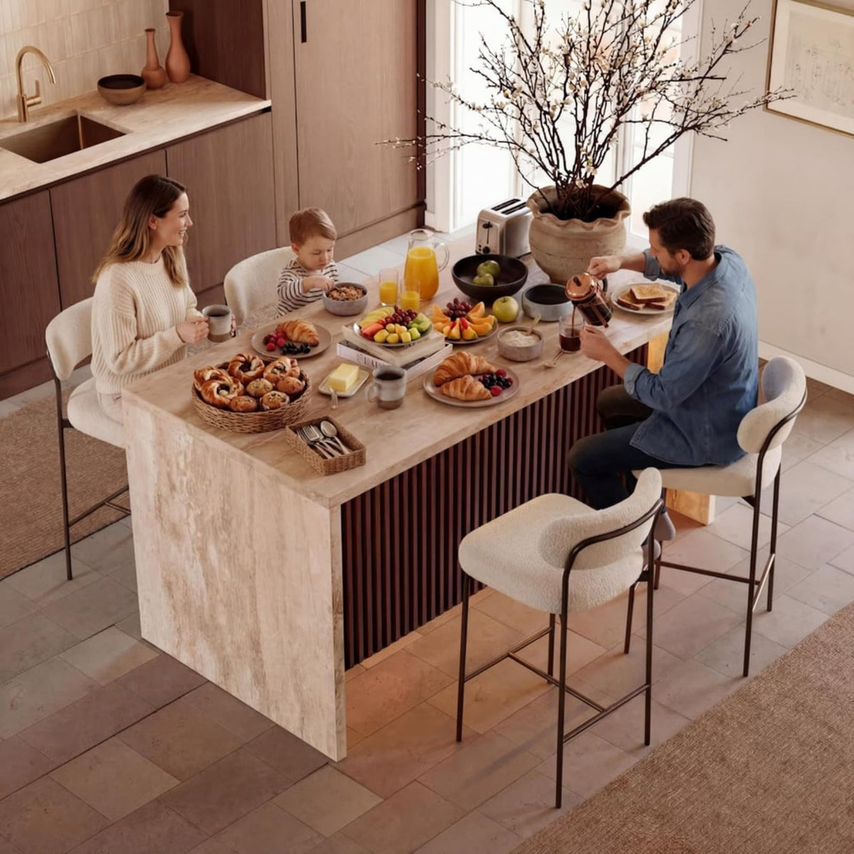 homary 72" Large Kitchen Island with Storage & LED Lights and Waterfall Edge, Wood Freestanding Island with Wine Rack, Drawers, Cabinet & Shelves, Modern for Kitchen & Dining Room
