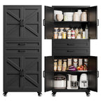 Metal Pantry Storage Cabinets with Doors and Shelves,75" Tall White