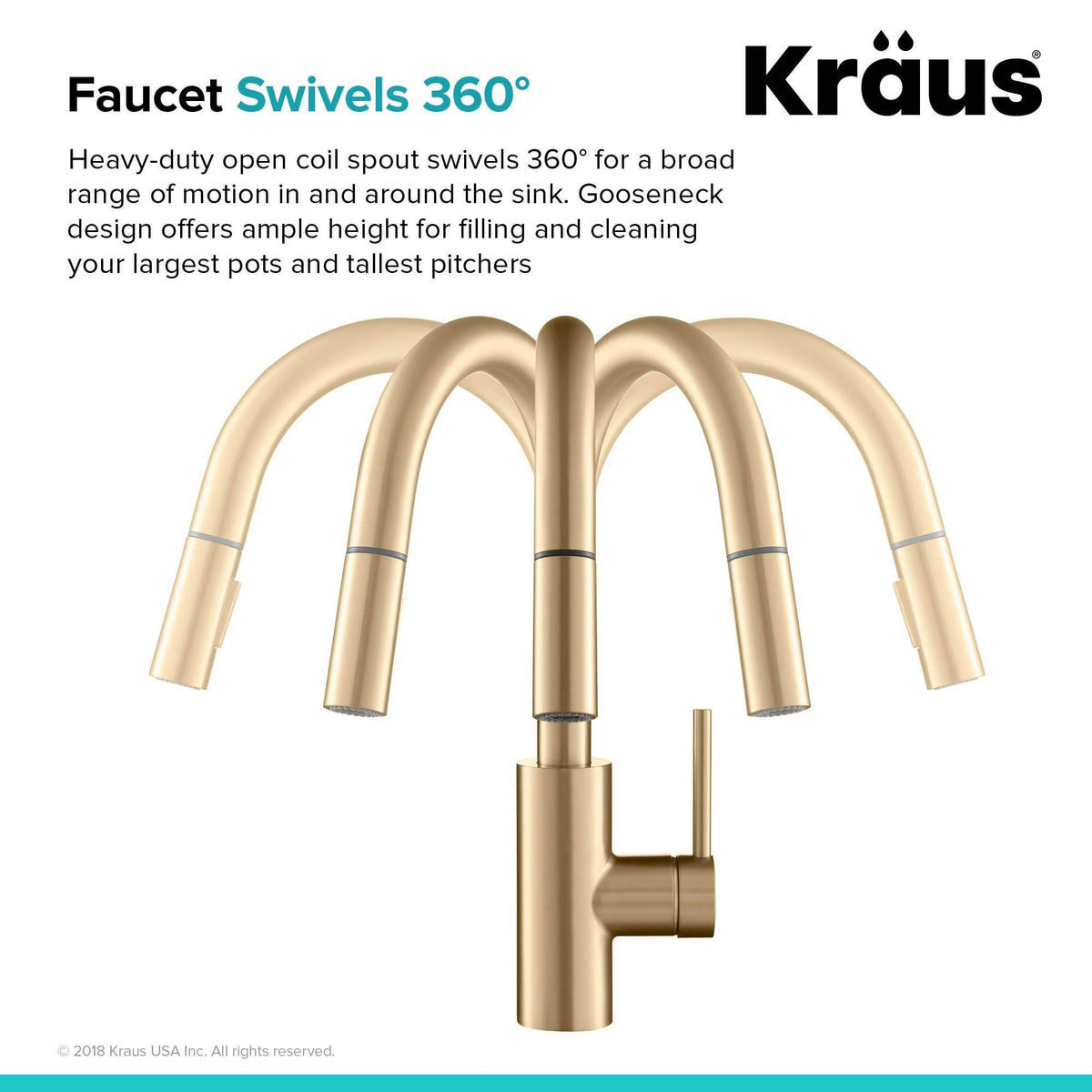 KRAUS Spot Free Brushed Brass Pull Down Kitchen Faucet KPF-2620BB