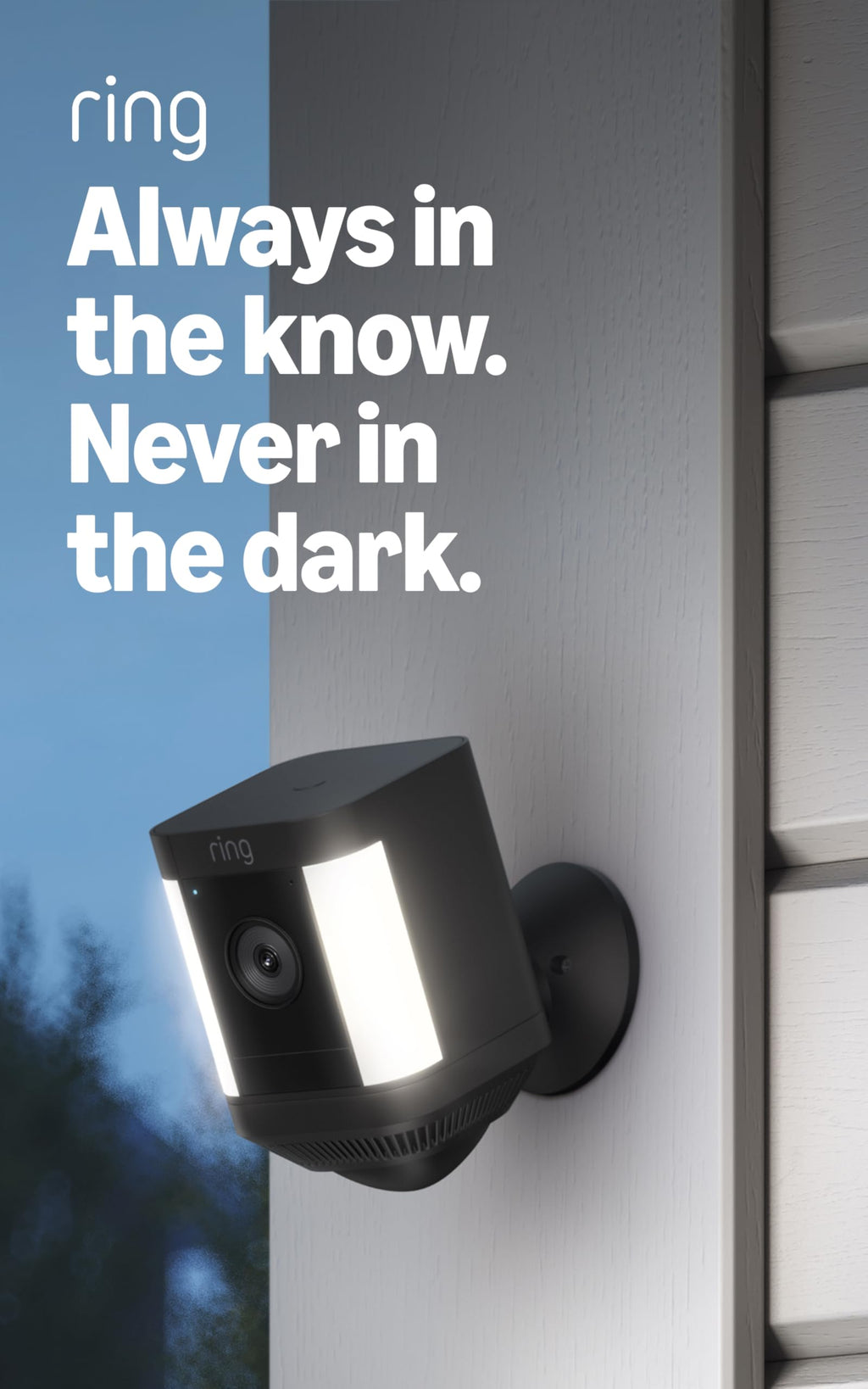 Ring Spotlight Cam Plus, Battery, Home or Business Security with HD video, Two-Way Talk, Color Night Vision, and Security Siren, White