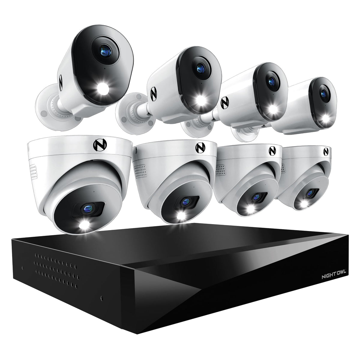 Night Owl 12-Ch Wired DVR System, 8 2K Cams, 2TB HDD, 2-Way Audio