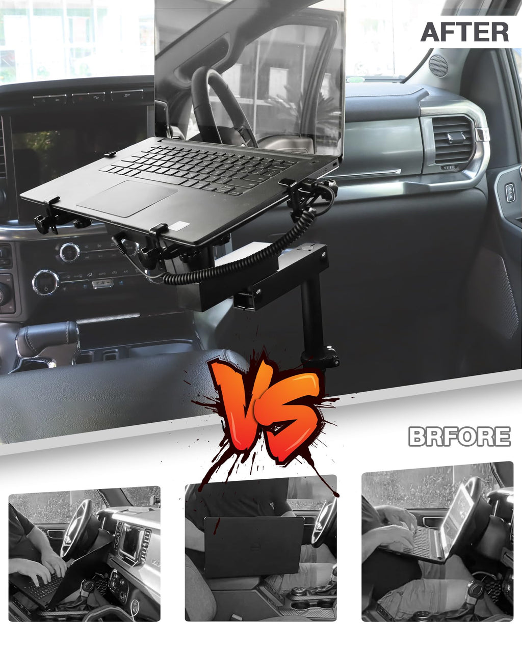 No-Drill Truck Laptop Mount Fit for Ford F150 & Super Duty Trucks