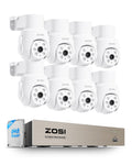 ZOSI 5MP Wired Security Camera System, 8pcs 3K Pan/Tilt Cameras, 1TB HDD