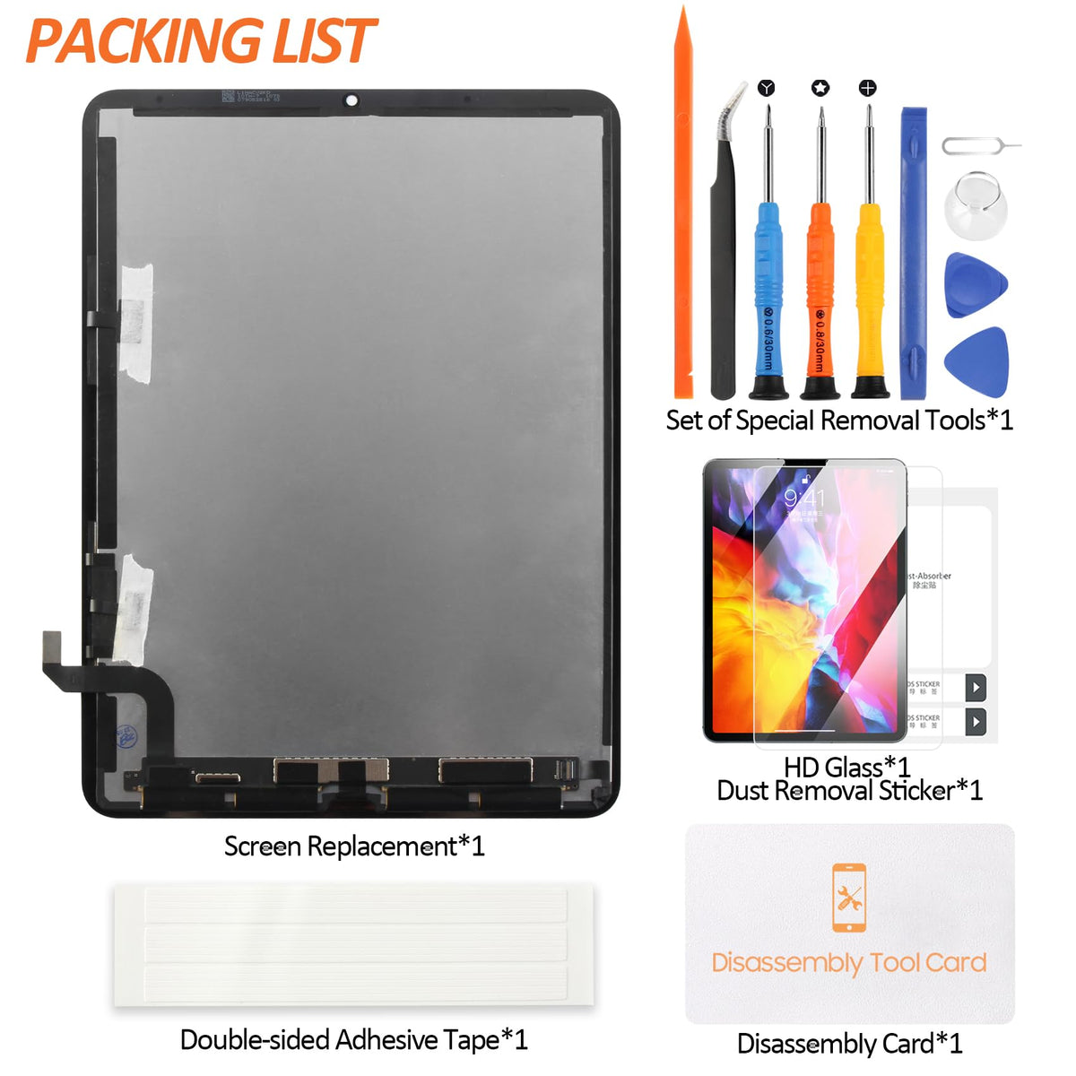 A-MIND for iPad Air 5 2022 10.9" Replacement LCD Display Touch Digitizer Assembly A2588 A2589 A2591 Full Repair Kit with LCD and Tools(Black)