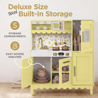 Best Choice Products Deluxe Kids Cottage Play Kitchen for Toddlers, Butter