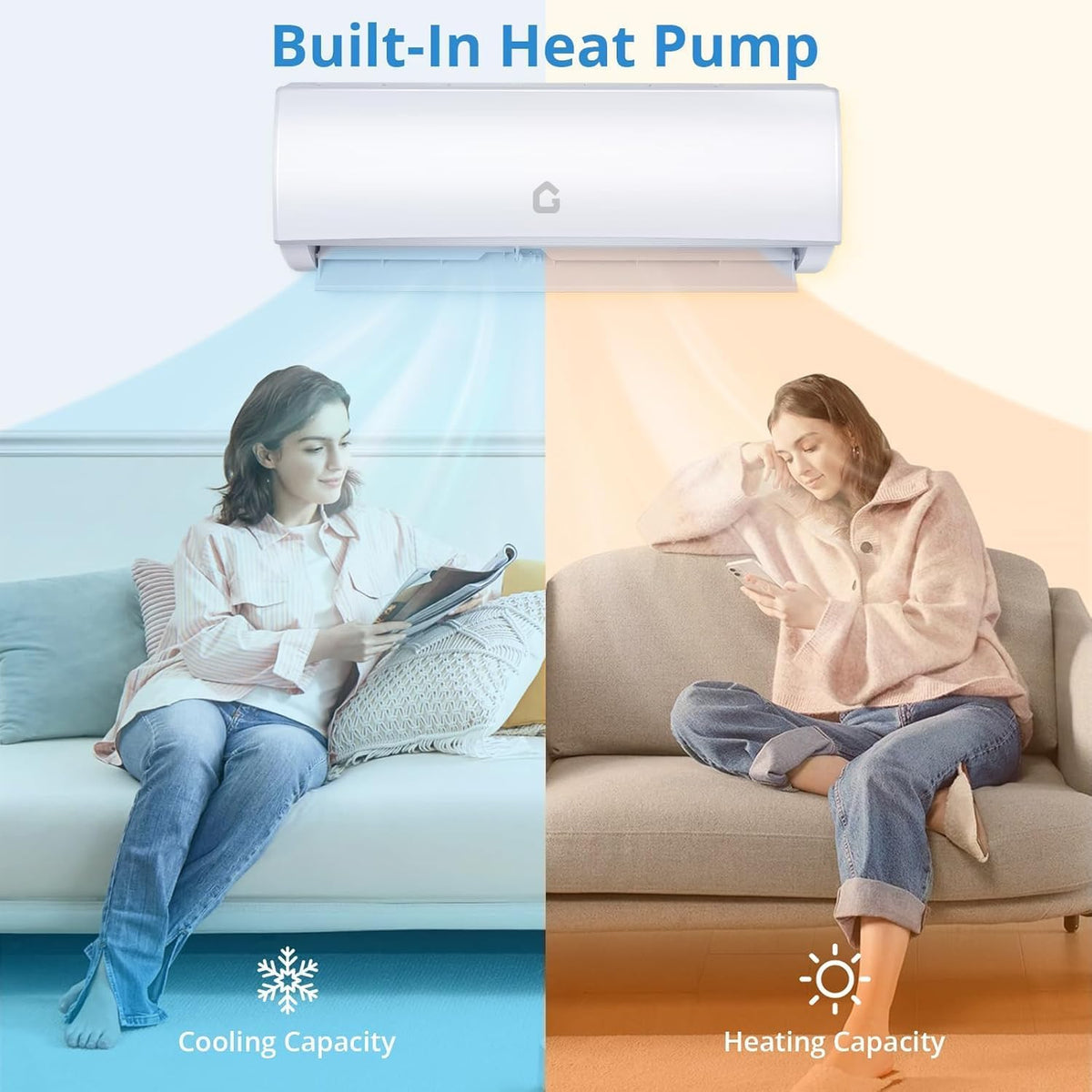 Garvee 9000 BTU Mini Split AC/Heating System, 20 SEER2 230V WIFI Enabled Energy Efficient Mini Split Air Conditioner,Wall-Mounted Split AC Unit,Cools Up to 450 Sq.Ft