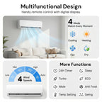 12000BTU Mini Split AC/Heating System, 19 SEER2 Energy Efficient Mini Split Air Conditioner with Heat Pump, 115V Cools Up to 750sq.ft, Ductless Inverter AC Unit with Pre-Charged Condenser