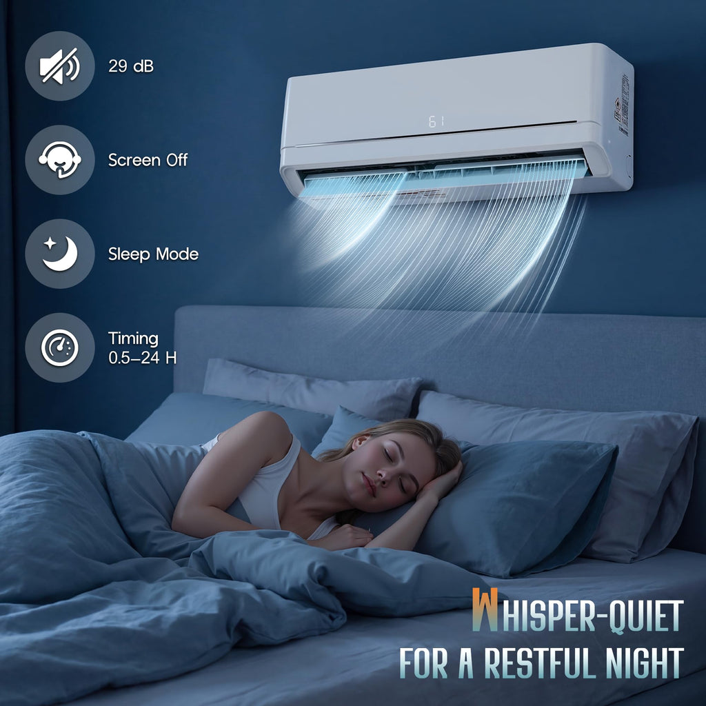 SPECRAFT 18,000 BTU Mini Split Air Conditioner and Heater, Energy-Efficient Inverter, SEER2 18, 220V, Self-Cleaning, Remote & App Control, Quick & Easy Installation, Cooling & Heating for 1250 Sq.Ft.